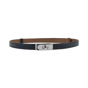 4843 Women's Skinny Leather Belt With Adjustable Silver Turn-lock Buckle